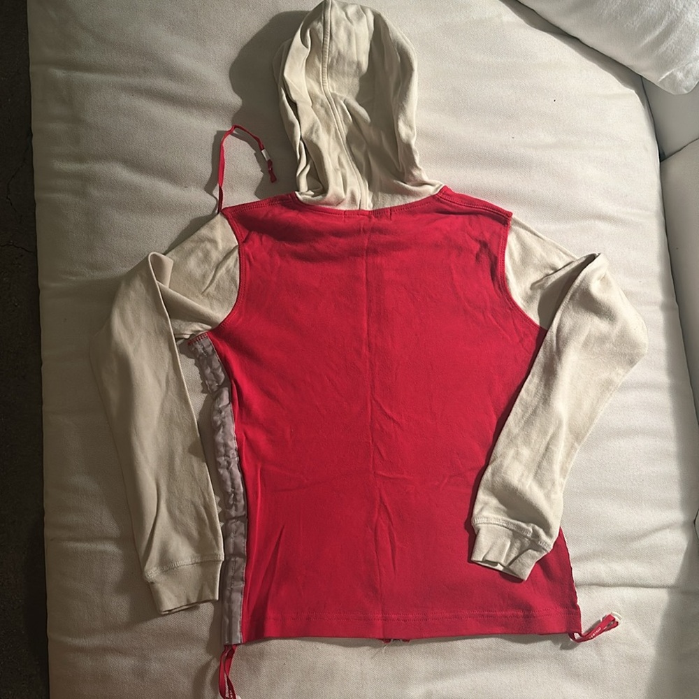 Pure light soft cotton Vertigo Colorblock Hoodie Red Beige sz Sm New no tags - Picture 7 of 7